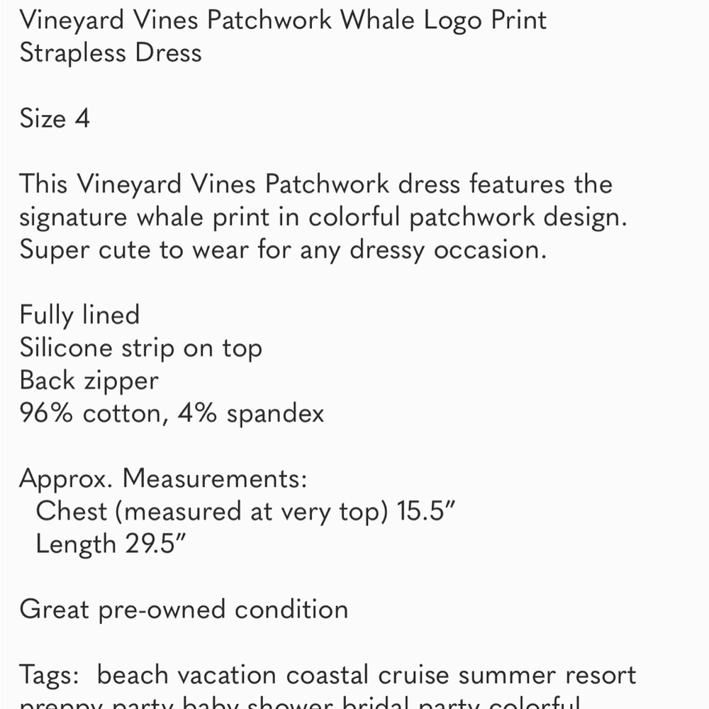 Vineyard Vines fabulous patchworks dress! Size 4 - Picture 4 of 4